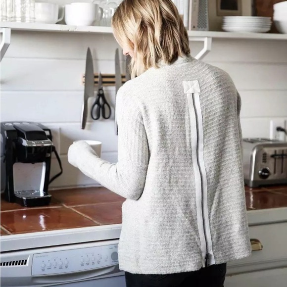 Free People Arctic Fox Sweater XS charcoal wool blend zipper oversized - Picture 14 of 14